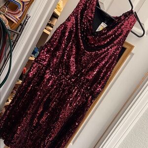 NWT Sparkling Red Maroon Sequin Mini Dress